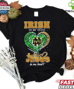Official Notre Dame Fighting Irish in my veins Jesus in my heart shirt