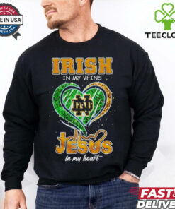 Official Notre Dame Fighting Irish in my veins Jesus in my heart shirt