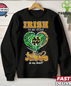 Official Notre Dame Fighting Irish in my veins Jesus in my heart shirt