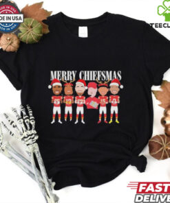 Official Merry Christmas Kansas City Chiefs Santa Reindeer Chibi Shirt festive holiday design with team and Santa characters
