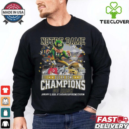 Official Official Notre Dame Irish Fighting Sugar Bowl Champions Go Irish Jan 2 2025 Mascot Shirt