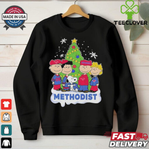 Official Official Peanuts Characters X Smu Mustangs Methodist Merry Christmas Shirt