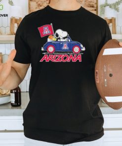 Official Official Peanuts Snoopy And Woodstock Driving Car Arizona Wildcats Basketball Shirt