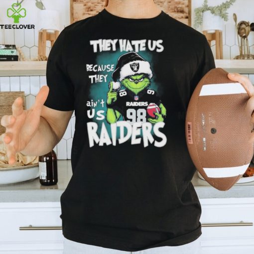 Official Official Santa Grinch Christmas Football They Hate Us Because They Ain’t Us Las Vegas Raiders Shirt