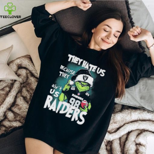 Official Official Santa Grinch Christmas Football They Hate Us Because They Ain’t Us Las Vegas Raiders Shirt