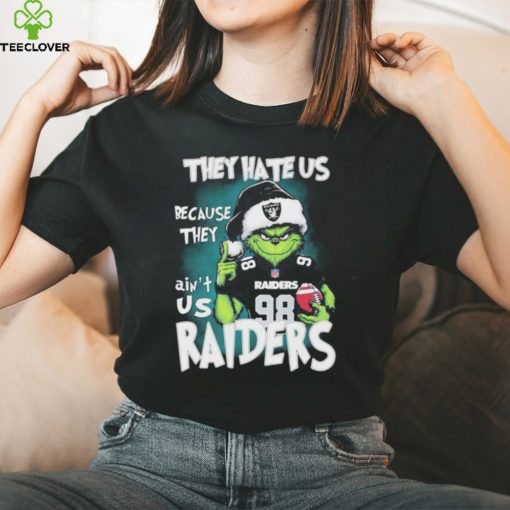 Official Official Santa Grinch Christmas Football They Hate Us Because They Ain’t Us Las Vegas Raiders Shirt