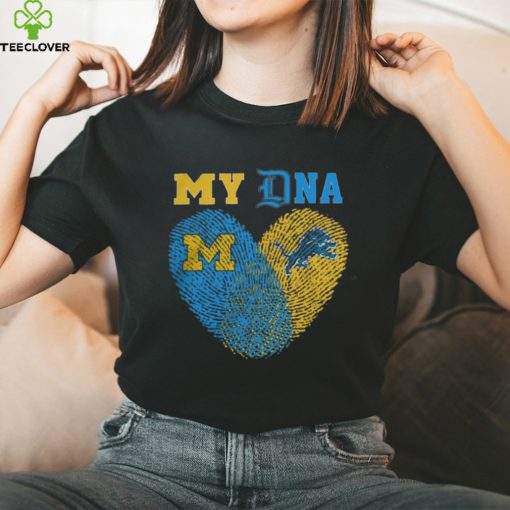 Official Official Sports My DNA Detroit Lions And Michigan Wolverines Shirts