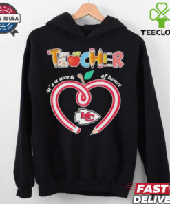 Official Teacher It’s A Work Of Heart Kansas City Chiefs Shirt teacher and football fan design supporting the Kansas City Chiefs