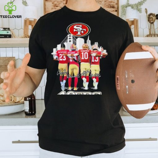 Official Official The 49ers 2023 Playoff Mccaffrey Samuel Garoppolo And Purdy Signatures Shirt