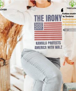 Official Official The Irony Kamala Protects America With Walz American Flag Shirt 2 Official Official The Irony Kamala Protects America With Walz American Flag Shirt