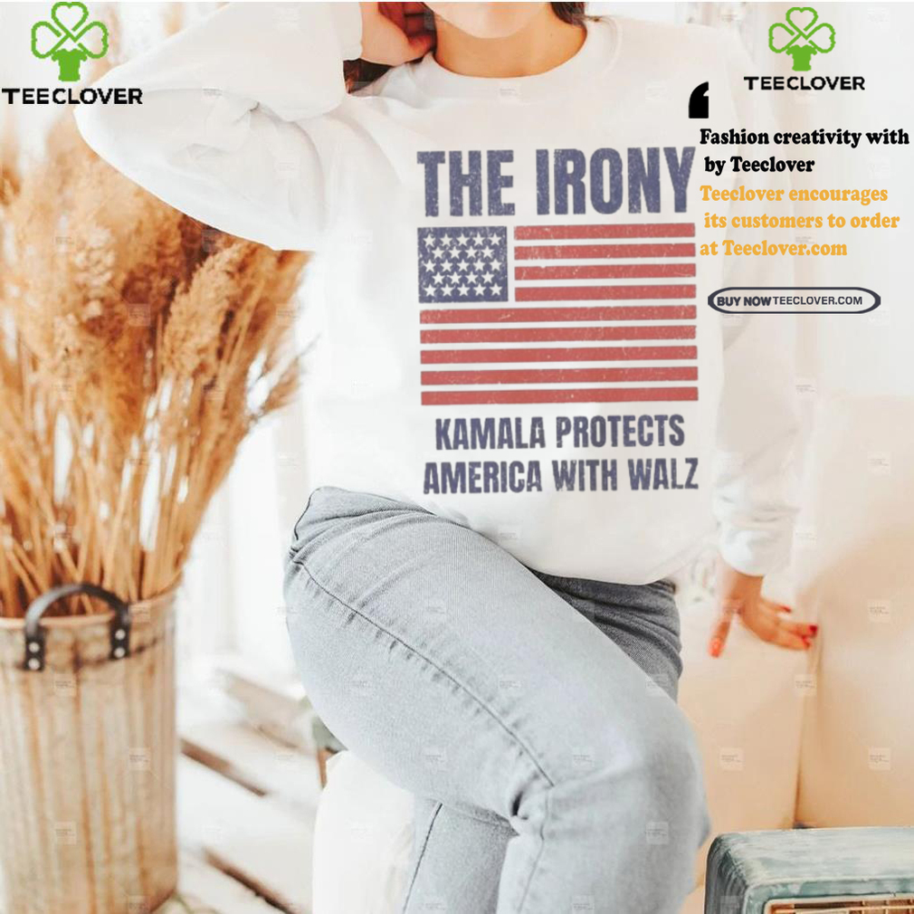 Official Official The Irony Kamala Protects America With Walz American Flag Shirt Official Official The Irony Kamala Protects America With Walz American Flag Shirt