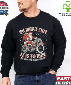 Official Oh What Fun Hog It Is To Ride Santa Christmas T Shirt