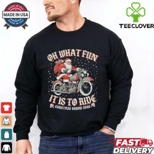Official Oh What Fun Hog It Is To Ride Santa Christmas T Shirt