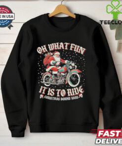 Official Oh What Fun Hog It Is To Ride Santa Christmas T Shirt