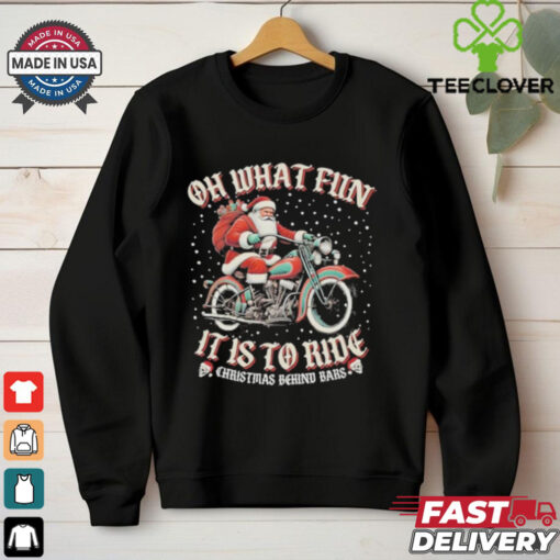 Official Oh What Fun Hog It Is To Ride Santa Christmas T Shirt