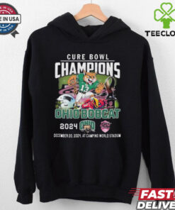 Official Ohio Bobcats Celebrating The Champions Of Cure Bowl 2024 Dec 20 2024 At Camping World Stadium Mascot t shirt