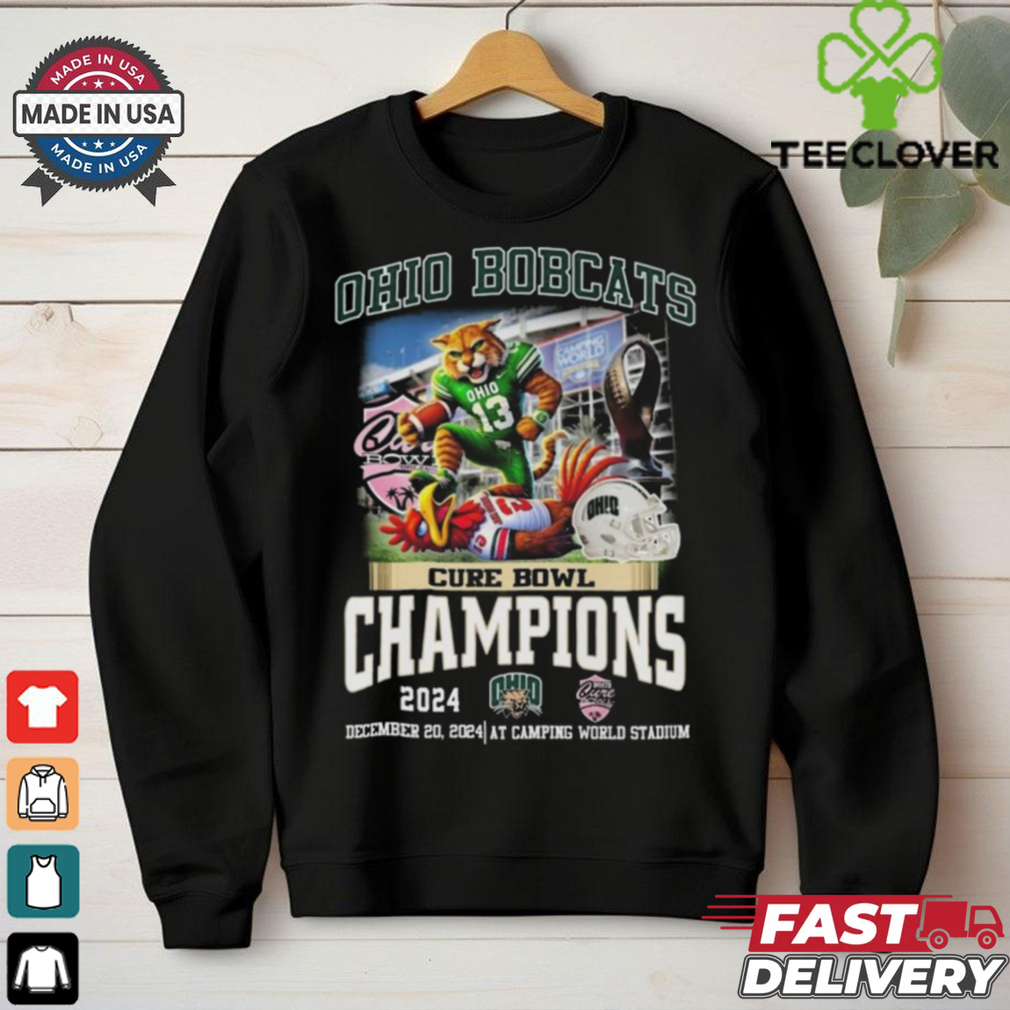 Official Ohio Bobcats Cure Bowl Champions 2024 Mascot T Shirts Official Ohio Bobcats Cure Bowl Champions 2024 Mascot T Shirts