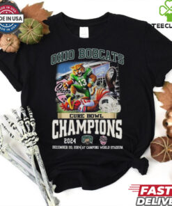 Official Ohio Bobcats Cure Bowl Champions 2024 Mascot T Shirts