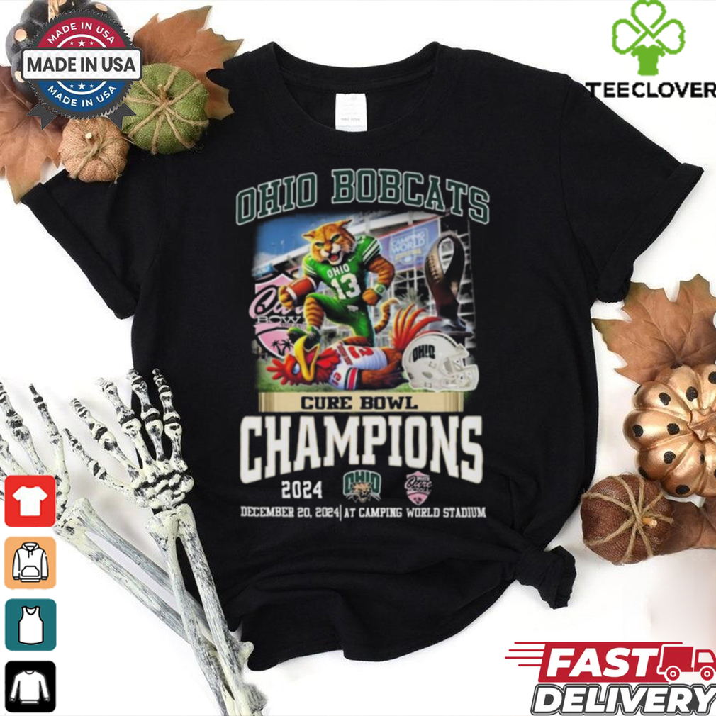 Official Ohio Bobcats Cure Bowl Champions 2024 Mascot T Shirts Official Ohio Bobcats Cure Bowl Champions 2024 Mascot T Shirts