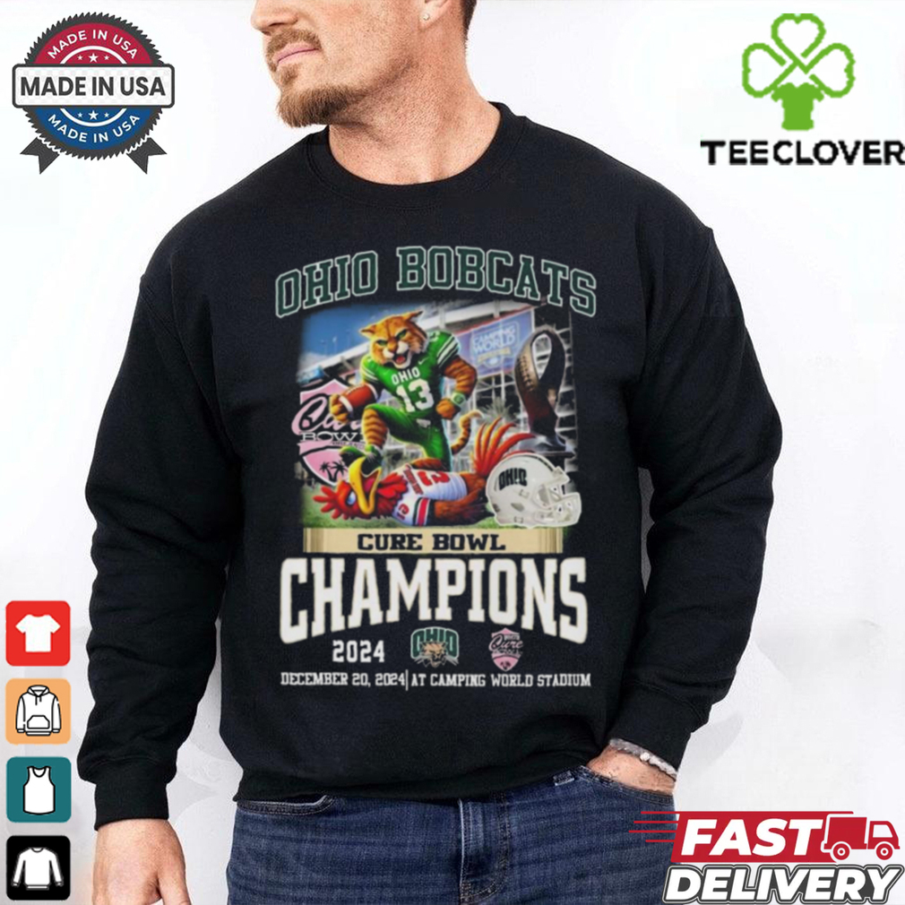 Official Ohio Bobcats Cure Bowl Champions 2024 Mascot T Shirts Official Ohio Bobcats Cure Bowl Champions 2024 Mascot T Shirts