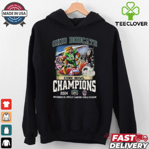 Official Ohio Bobcats Cure Bowl Champions 2024 Mascot T Shirts