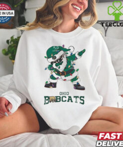 Official Ohio Bobcats Dabbing Santa Claus Ugly Christmas Light shirt