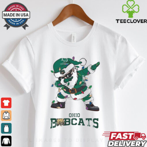 Official Ohio Bobcats Dabbing Santa Claus Ugly Christmas Light shirt