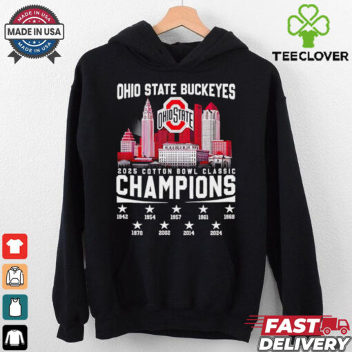 Official Ohio State Buckeyes 2025 Cotton Bowl Classic Champions 9 time skyline shirt