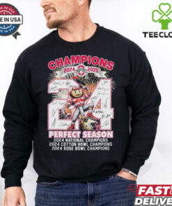 Official Ohio State Buckeyes Beat Notre Dame Fighting Irish Helmet 2024 Cotton Bowl Champions 2024 Rose Bowl Champions National Champions 2024 2025 Mascot Signatures T shirts