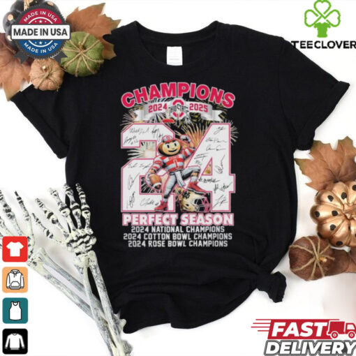 Official Ohio State Buckeyes Beat Notre Dame Fighting Irish Helmet 2024 Cotton Bowl Champions 2024 Rose Bowl Champions National Champions 2024 2025 Mascot Signatures T shirts
