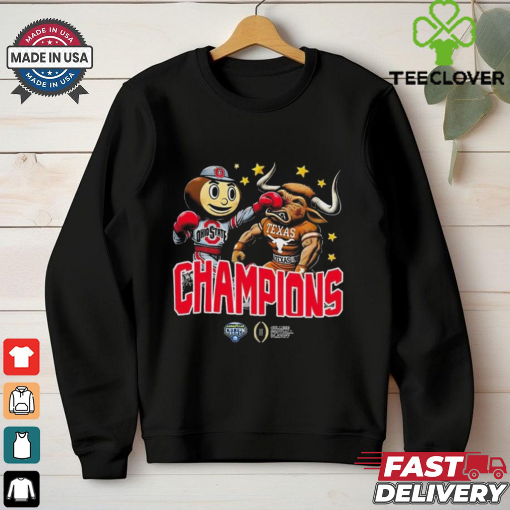 Official Ohio State Buckeyes Beats Texas Longhorns Mascot Goodyear Cotton Bowl 2024 2025 CFP On Jan 10th 2025 At Arlington Texas T Shirts Official Ohio State Buckeyes Beats Texas Longhorns Mascot Goodyear Cotton Bowl 2024 2025 CFP On Jan 10th 2025 At Arlington Texas T Shirts