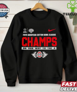 The **Official Ohio State Buckeyes College Football Playoff 2025 Cotton Bowl Champions Logo Shirt** celebrates Ohio State's victory in the 2025 Cotton Bowl with bold graphics showcasing the championship logo. A perfect shirt for fans to commemorate the team's success in this prestigious college football playoff game!