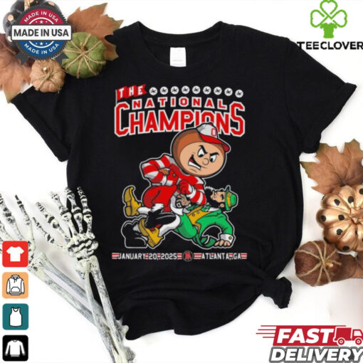 Official Ohio State Buckeyes College Football Playoff NCAA Notre Dame Fighting Irish The National Champions 2025 Mascot T shirts