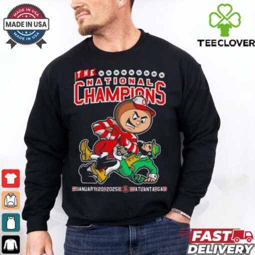 Official Ohio State Buckeyes College Football Playoff NCAA Notre Dame Fighting Irish The National Champions 2025 Mascot T shirts