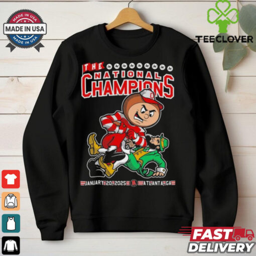 Official Ohio State Buckeyes College Football Playoff NCAA Notre Dame Fighting Irish The National Champions 2025 Mascot T shirts