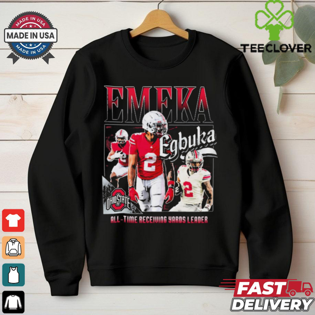 Official Ohio State Buckeyes Football #2 Emeka Egbuka All Time Receiving Yards Leader Graphic t shirt Official Ohio State Buckeyes Football #2 Emeka Egbuka All Time Receiving Yards Leader Graphic t shirt