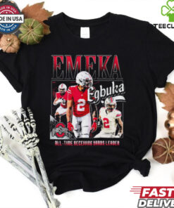 Official Ohio State Buckeyes Football #2 Emeka Egbuka All Time Receiving Yards Leader Graphic t shirt