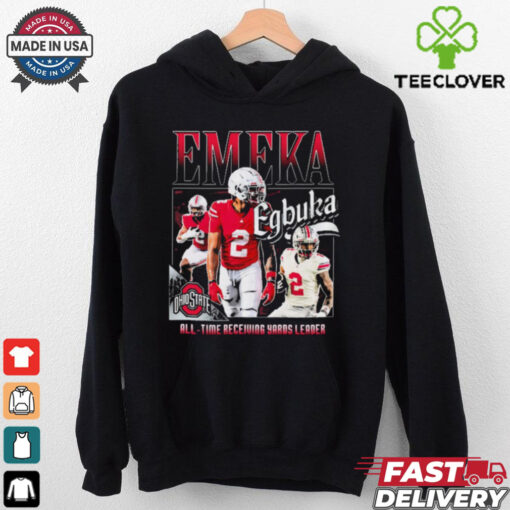 Official Ohio State Buckeyes Football #2 Emeka Egbuka All Time Receiving Yards Leader Graphic t shirt