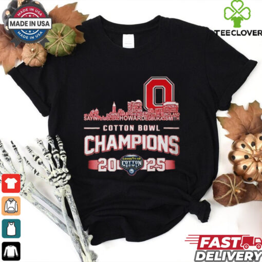 Official Ohio State Buckeyes Football 2025 Cotton Bowl Champions Skyline Names Shirt