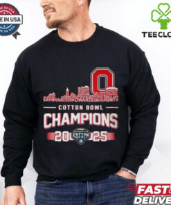 Official Ohio State Buckeyes Football 2025 Cotton Bowl Champions Skyline Names Shirt