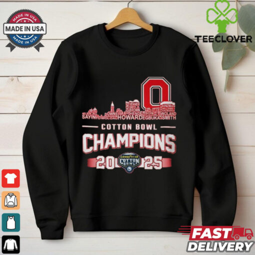 Official Ohio State Buckeyes Football 2025 Cotton Bowl Champions Skyline Names Shirt