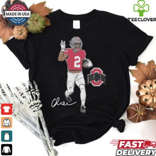 Official Ohio State Buckeyes Football Caleb Downs Superstar Pose Signature t shirt