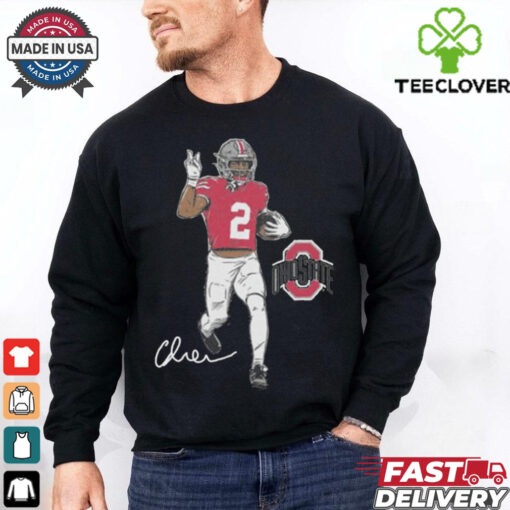 Official Ohio State Buckeyes Football Caleb Downs Superstar Pose Signature t shirt