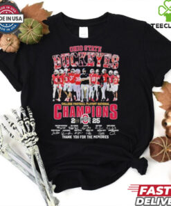 Official Ohio State Buckeyes NCAA College Football Playoff National Champions 2025 Thank You For The Memories Signature T Shirts