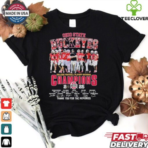 Official Ohio State Buckeyes NCAA College Football Playoff National Champions 2025 Thank You For The Memories Signature T Shirts