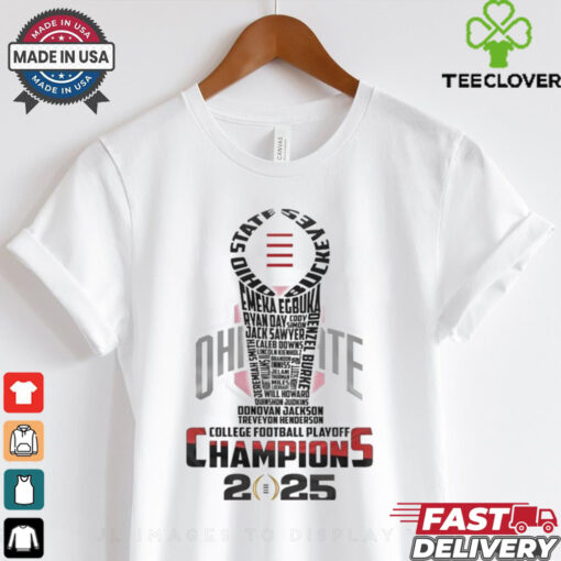 Official Ohio State Buckeyes Name Players Cup CFP Champions 2025 Shirt