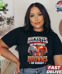 Official Ohio State Buckeyes On Saturdays Cleveland Browns On Sundays Vintage Helmets Shirt