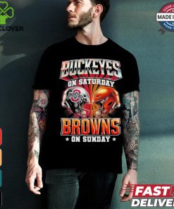 Official Ohio State Buckeyes On Saturdays Cleveland Browns On Sundays Vintage Helmets Shirt