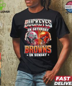 Official Ohio State Buckeyes On Saturdays Cleveland Browns On Sundays Vintage Helmets Shirt