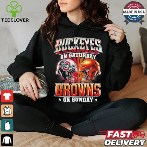 Official Ohio State Buckeyes On Saturdays Cleveland Browns On Sundays Vintage Helmets Shirt